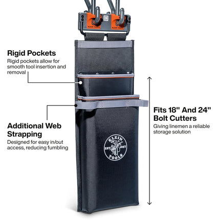 Klein Tools BC534S Nose Bag, Tool Holder for 18-Inch and 24-Inch Bolt Cutters, Impact-Resistant 1680D Material, BWC S-Hook Compatible, Utility Bucket Accessory