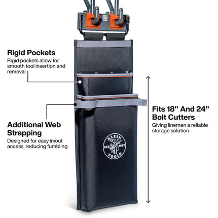 Klein Tools BC534S Nose Bag, Tool Holder for 18-Inch and 24-Inch Bolt Cutters, Impact-Resistant 1680D Material, BWC S-Hook Compatible, Utility Bucket Accessory