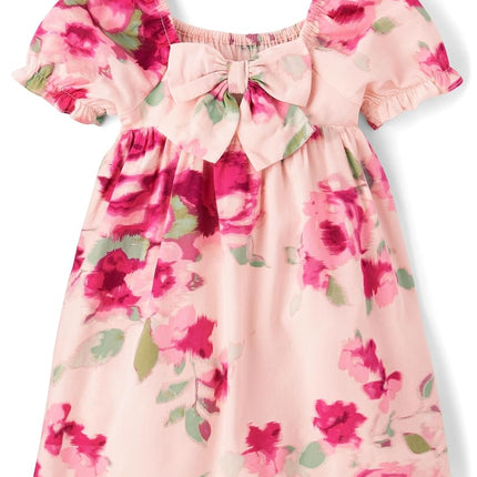 The Children's Place Baby Girls' and Toddler Short Sleeve Dressy Dresses, Crystal Pink, 18-24 Months
