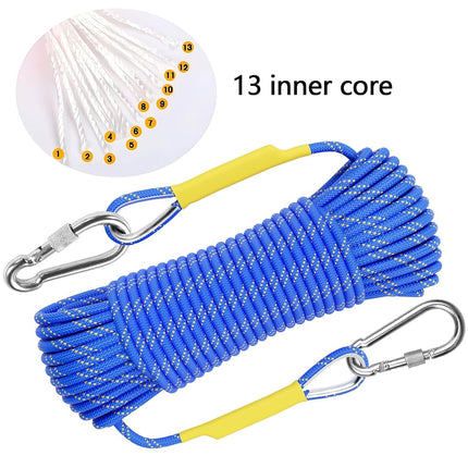 X XBEN Outdoor Climbing Rope Rock Climbing Rope, Escape Rope Climbing Equipment Fire Rescue Parachute Rope (32 Foot) - Blue