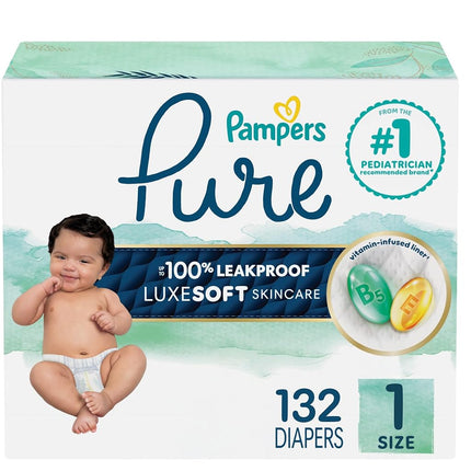 Pampers Pure Protection Baby Diapers, Size 1 (8-14