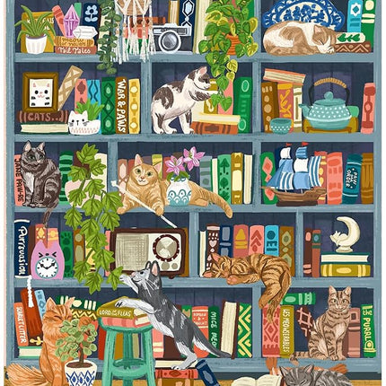 Buffalo Games - Bonjour - Olivia Gibbs - Cats at Home Library - 1000 Piece Jigsaw Puzzle for Adults - Challenging Puzzle Perfect for Game Nights
