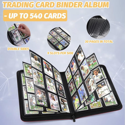 Foalgo Trading Card Binder, Card Collection Binder Album Folder with 540 Side Loading Pockets, 9 Pocket Trading Card Album Folder for TGC,MTG, Baseball Cards, Yugioh, white