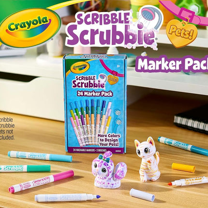 CRAYOLA Scribble Scrubbie Pets Marker Set, 24 Washable Markers For Kids, Gifts For Boys & Girls [Amazon Exclusive]