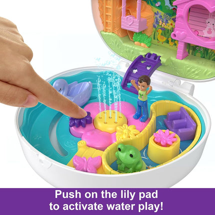 Polly Pocket Dolls and Playset, Animal Toys, Flower Garden Bunny Compact with Water Play and 2 Color-Change Pieces, HKV36
