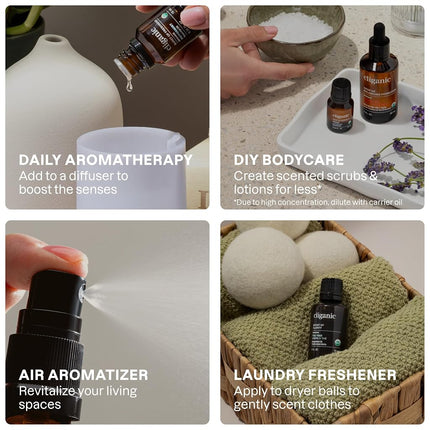 Cliganic Organic Aromatherapy Essential Oils Gift Set (Top 8), 100% Pure - Peppermint, Lavender, Eucalyptus, Tea Tree, Lemongrass, Rosemary, Frankincense & Orange