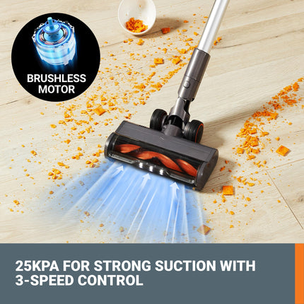 Aspiradora escoba inalámbrica WORX 20V, potente aspiradora sin cable de 25Kpa de alta succión para pelo de mascotas, aspiradora de mano ligera para limpiar suelos, alfombras, coche – 2 baterías y cargador de pared incluidos