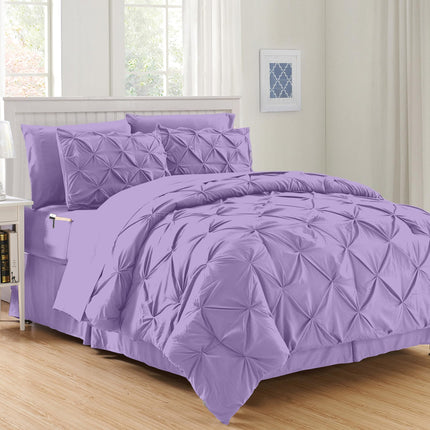 Elegant Comfort Luxury Softest, Coziest 8-Piece Bed-in-a-Bag Comforter Set - Silky Soft Complete Set Includes Bed Sheet Set with Double Sided Storage Pockets, Twin/Twin XL, Lilac