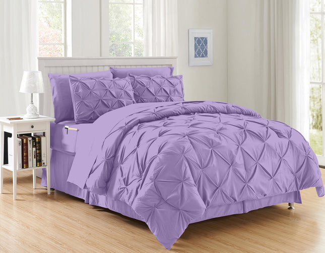 Elegant Comfort Luxury Softest, Coziest 8-Piece Bed-in-a-Bag Comforter Set - Silky Soft Complete Set Includes Bed Sheet Set with Double Sided Storage Pockets, Twin/Twin XL, Lilac