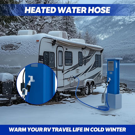 Tuyau d'eau chauffant 50 pieds pour VR, tuyau d'eau douce avec raccords, tuyau d'eau potable antigel -45℃ avec arrêt automatique de la température pour tuyaux d'arrosage