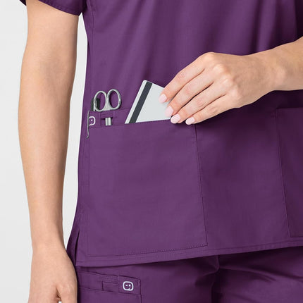 WonderWink Women's Wonderwork V-Neck Scrub Top, Eggplant, X-Large