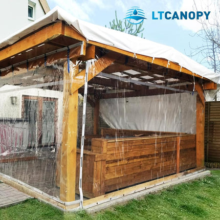 LTCANOPY Clear Tarp 8 x 10FT, 20 Mil Clear Vinyl Tarp, Small Cover Clear Plastic Sheeting with Grommets, Double-Stitched Reinforced Edges, Heavy Duty Tarps Waterproof and Tearproof