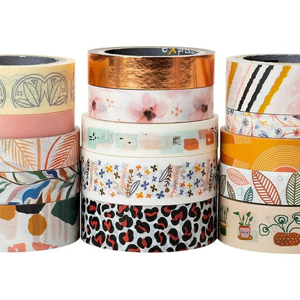 Scotch Washi Tape, Bright Colors, Assorted Patterns, 15 Rolls/Pack (C1017-15-P5)