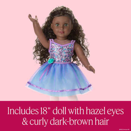 American Girl, Truly Me #127 Doll & Dance All Day Set, with Hazel Eyes, Curly Dark-Brown Hair, Very Deep Skin, Ages 6+