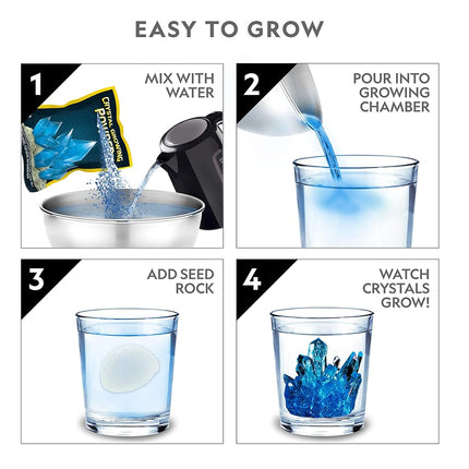 NATIONAL GEOGRAPHIC Mega Crystal Growing Kit for Kids- Grow 6 Crystals with Light-Up Stand, Science Gifts for Kids 8-12, Crystal Making Experiment, Science Kit for Girls and Boys