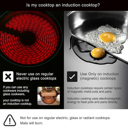 Handy Fox Induction Mat - Silicone Fiberglass Cooktop Scratch Protector - for Induction Stove - Nonslip Pads to Prevent Pots from Sliding During Cooking (9.4×9.4)