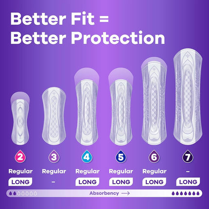 Always Discreet, Incontinence Pads for Women, Maximum, Long Length (Packaging May Vary), Purple, 39 Count