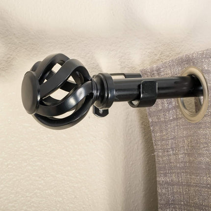 Decopolitan Curtain Rod, Black, 18 to 36 Inches