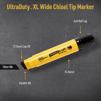 AVERY Marks A Lot UltraDuty Permanent Markers, XL Wide 18mm Chisel Tip, Water Resistant, 12 Black Industrial Markers (29866)