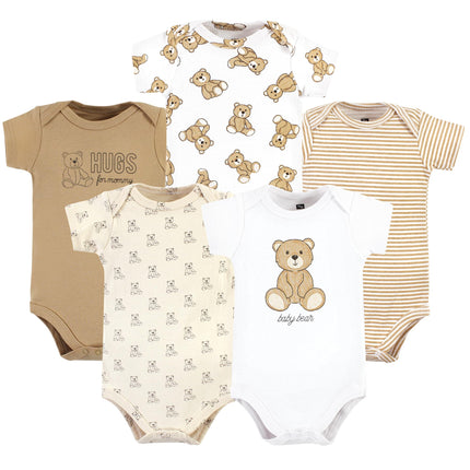 Hudson Baby Unisex Baby Cotton Bodysuits, Teddy Be