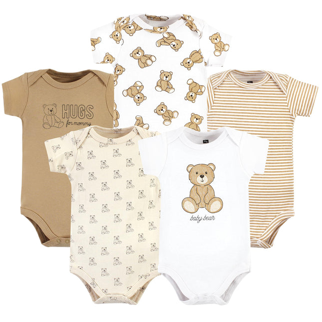 Hudson Baby Unisex Baby Cotton Bodysuits, Teddy Be