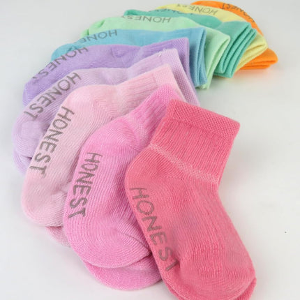 HonestBaby Baby Multipack Cozy Socks Sustainably Made for Infant, Newborn Baby, Toddler, Kids Boys', Girls', Unisex, 10-pack Rainbow Pinks, 12-24 Months