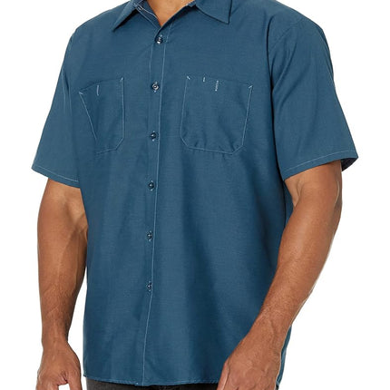 Red Kap Men's Industrial Work Shirt, Regular Fit, Short Sleeve Utility Button, Dark Blue, Medium