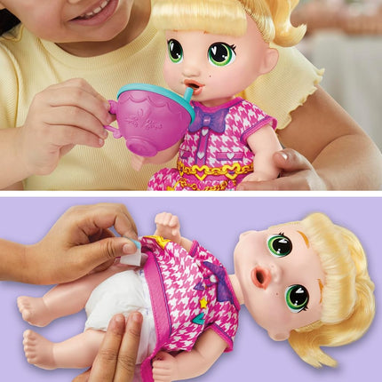 Baby Alive Bubbly Tea Party LaLa GooGoo Doll with Teapot Accessories, Blonde Hair, 11 Inches, Toy for 3 Year Old Girls and Boys & Up