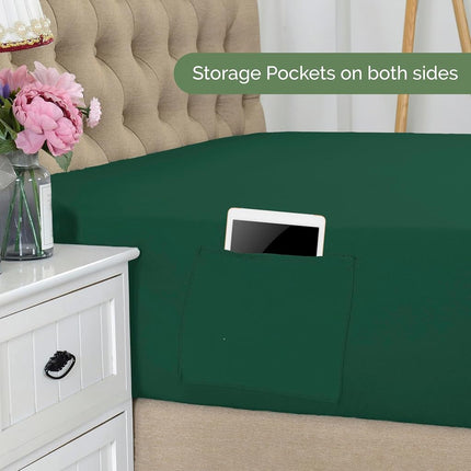 Elegant Comfort 1500 Premium Hotel Quality 18-21 Inches Deep - Extra Deep Pocket Single Fitted Sheet for High Mattress, Luxury and Softest, Smart Pocket - Wrinkle Free, Tw/Tw XL, Hunter Green