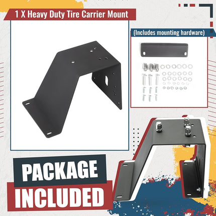ECOTRIC Tire Carrier Mount Textured Black Heavy Duty for 1987-1995 Wrangler YJ, 1997-2006 Jeep Wrangler TJ, and 2004-2006 Wrangler LJ