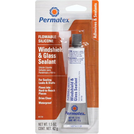 Permatex 81730-12PK Mastic d'étanchéité pour pare-brise et verre au silicone fluide, 42,5 g (Lot de 12)