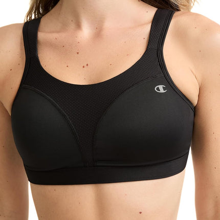 Champion Womens Women's Sports Bra, High-Impact, Maximum Support, Breathable, Moisture Wicking, Black, 40B