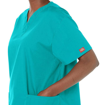 Dickies Women's EDS Signature Scrubs Jr. Fit V-Neck Top - Blue - XX-Large