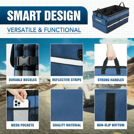 K KNODEL Car Boot Storage Organiser with Cover for SUV (Medium, Blue)