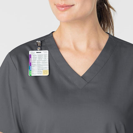 WonderWink Women's Wonderwork V-Neck Scrub Top, Pewter, Small