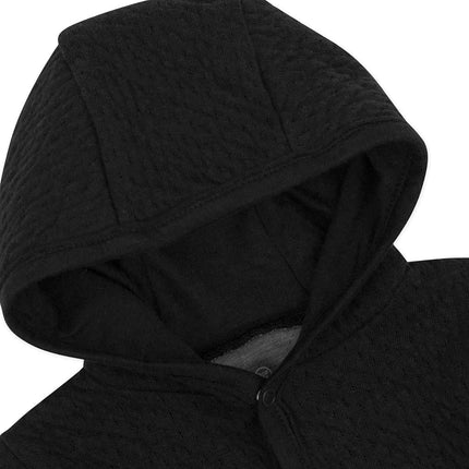 HonestBaby Snap-Front Hooded Jackets, Side-Snap Top, Hoodies in Cozy 100% Organic Cotton Infant Baby Boys, Girls, Unisex, Black, 12 Months