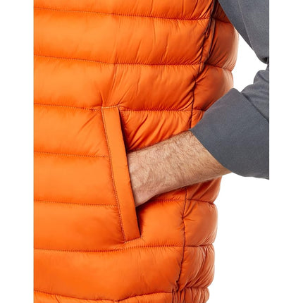Cole Haan Men's Quilted Puffer Vest with Chest Zip Pocket, Burnt Orange, XL