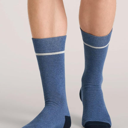 Ted Baker Men's 3 Pack Pattern Crew Dress Socks, Denim Heather/Navy, One Size