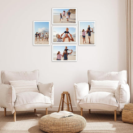 Americanflat 11x17 Picture Frame with Polished Plexiglass - Set of 5 - Galleria Collection - Gallery Wall Frame Set for Wall Display - White