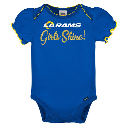 Gerber Baby Girl's NFL 3 Pack Short Sleeve Onesie Bodysuit, Team Color, 18 Months