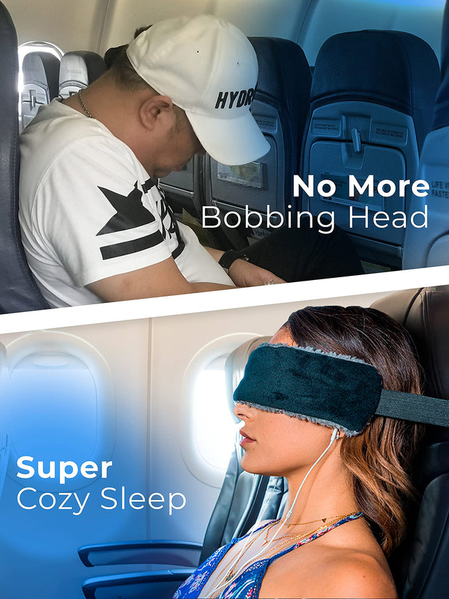 SeatSleeper La alternativa a la almohada de viaje que evita que la cabeza se mueva – Correas para la cabeza para avión y banda de soporte para la cabeza para coche, ideal para viajar sentado – Soporte supercómodo para cabeza y cuello – Pequeño y compacto