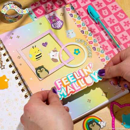 Squishmallows Original DIY Journaling Kit, Includes Craft Supplies Like Cute Stickers for Journaling, Sketch Pad, Cam The Cat Charm, Keychain, Fun Scrapbook Kit, Girl Gifts, Art Set