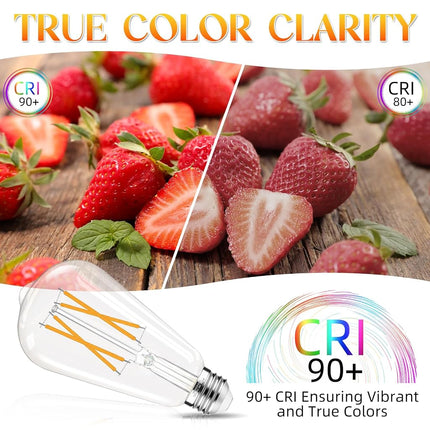 GvvooHome E26 Bulb, Non-Dimmable Edison Bulbs 60 watt LED Equivalent, 2700K Warm White, ST58 Vintage Light Bulbs, 90+ CRI, 6W 600LM, E26 Medium Base, Clear Glass, 18 Pack