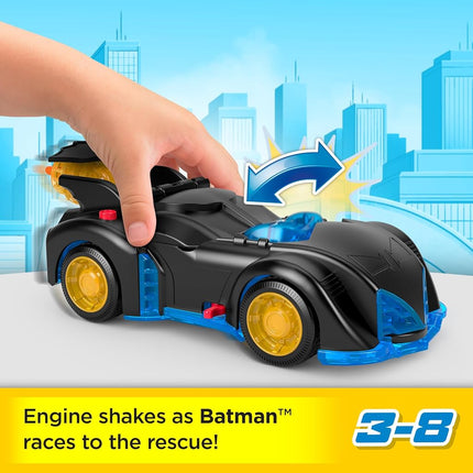 Fisher-Price Imaginext DC Super Friends Batman Toys Shake & Spin Batmobile with Poseable Figure for Preschool Pretend Play Ages 3+ Years, HRP08