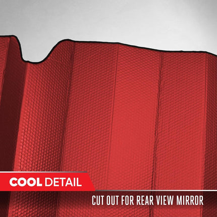 Motor Trend Front Windshield Sunshade - Jumbo Accordion Folding Auto Sunshade for Car Truck SUV 66 x 27 Inch (Red)