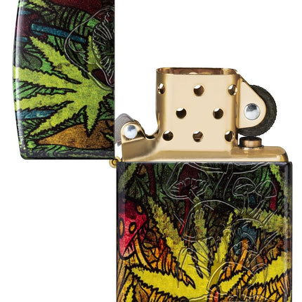 Zippo Fungi Fusion Design 540 Tumbled Brass Pocket Lighter