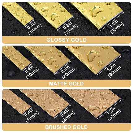 Soengsau Matte Gold Finish Molding Trim, 196.8" L x 0.8" W Peel and Stick Decoration Strip for Ceiling, Wall, Tile Edge, Furniture Cabinet, Mirror