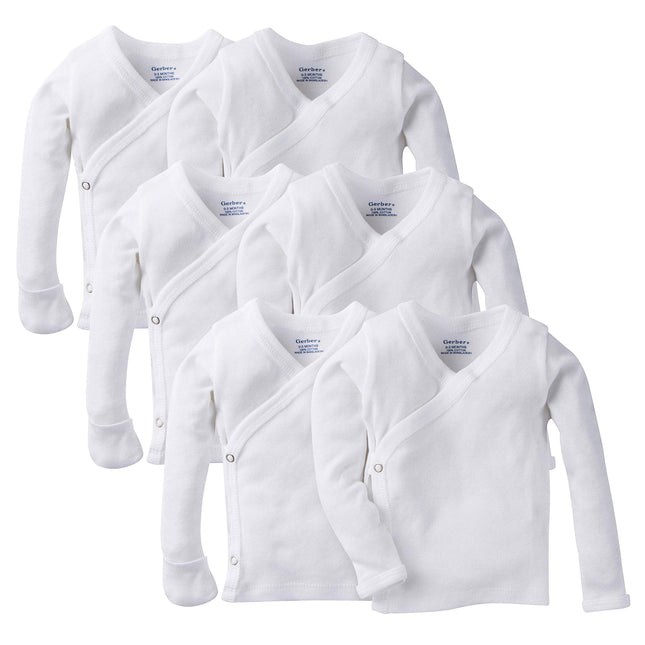 Gerber Baby Girls' 6-Pack Long-Sleeve Side-snap Mi