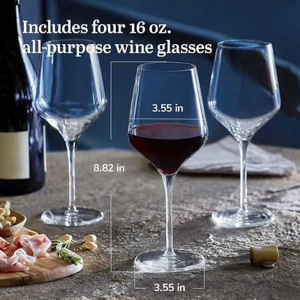 Juego de regalo de 4 copas de vino multiusos Libbey Signature Greenwich, 473 ml