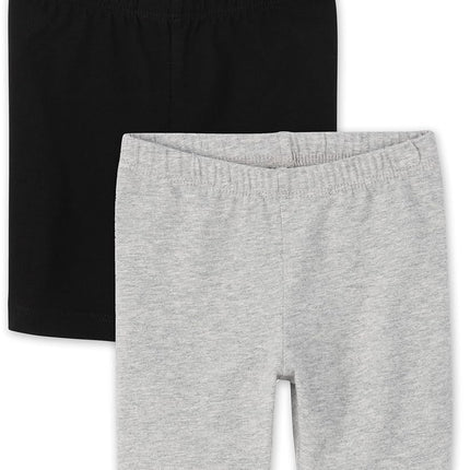 The Children's Place Short cycliste pour bébé fille et enfant, lot de 2 noir/gris foncé, 18-24 mois US, lot de 2 noir/gris foncé, 18-24 mois